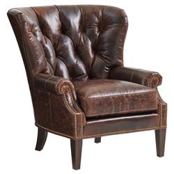 Atwater Rustic Lodge Brown Leather Nailhead Trim Tufted Wing Chair