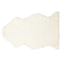 Coen Modern White Curly Short Wool Sheepskin Single Pelt Fur Rug - 2'x3'1"