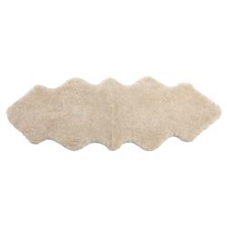Coen Modern Light Beige Curly Short Wool Sheepskin Double Pelt Fur Rug - 2&#39;x5&#39;11&quot;