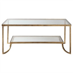Madox Modern Classic Antique Gold Leaf Glass Rectangular Coffee Table