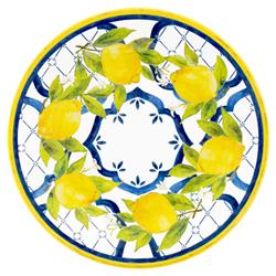 Palermo Global Bazaar White Melamine Lemon Print Dinner Plate