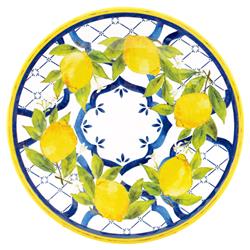 Palermo Global Bazaar White Melamine Lemon Print Salad Plate