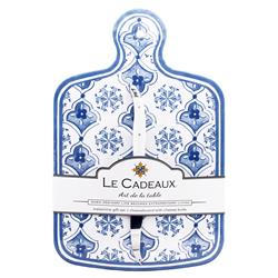 Moroccan Global White Melamine Blue Floral Cheeseboard Gift Set