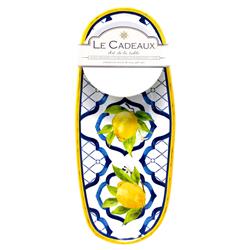 Palermo Global White Melamine Lemon Print Bowl and Tray Gift Set