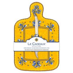 Benidorm Global Bazaar Yellow Melamine Floral Cheeseboard Gift Set