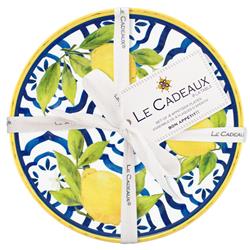 Palermo Global White Melamine Lemon Print Appetizer Plate - Set of 4