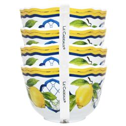 Palermo Global Bazaar White Melamine Lemon Print Dessert Bowl - Set of 4