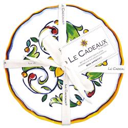 Capri French White Melamine Floral Appetizer Plate - Set of 4