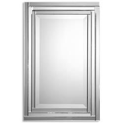 Vanna Modern Classic Silver Beveled Frame Plated Rectangular Wall Mirror