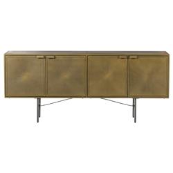Karlin Industrial Loft Brass Gold Sunburst Patterned Iron 4 Door Sideboard