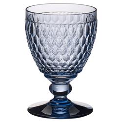 Boston Modern Classic Blue Crystal Glass Goblet - Set of 4
