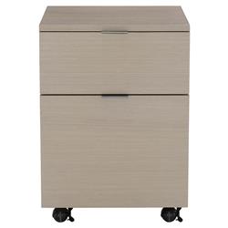 Katherine French Grey Wood Silver Stainless Steel Caster 2 Drawer Office Cabinet