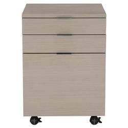 Katherine French Grey Wood Silver Stainless Steel Caster 3 Drawer Office Cabinet