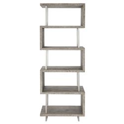 Chase Rustic Lodge Grey Pine Wood Silver Stainless Steel Frame Open Back Etagere