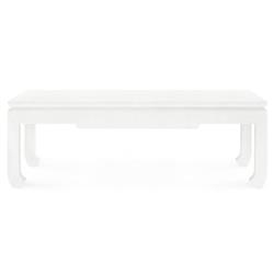 Bethany Vanilla Lacquered Linen Rectangular Coffee Table - 50&quot;