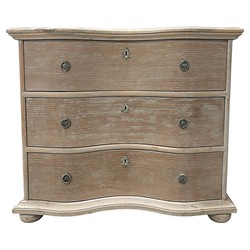 Arom French Country Brown Birch Wood 3 Drawer Bachelor Chest Dresser
