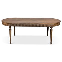 Clark French Country Brown Pine Wood Oval Dining Table - 89"W