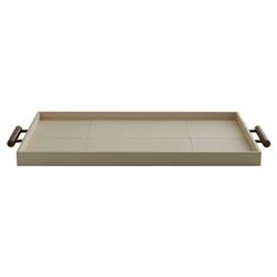 Maxwell Modern Classic Brass Handle Beige Leather Decorative Tray