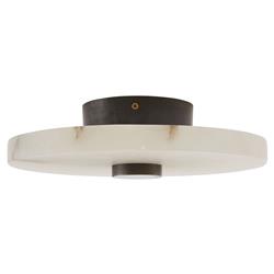 Moers Industrial Loft White Alabaster Bronze Iron Semi Flush Mount