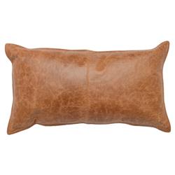 Selene Modern Classic Chestnut Brown Leather Lumbar Pillow - 14x26
