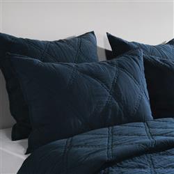 Casen Modern Classic Midnight Blue Linen Quilt - Queen