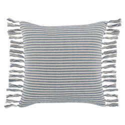 Belle Coastal Beach Blue Striped Cotton Throw Pillow - 20x20