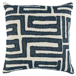Mila Modern Classic Blue Embroidered Cotton Throw Pillow - 22x22