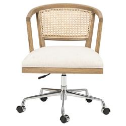 Alek Modern White Performance Upholstered Seat Cane Brown Wood Office Chair