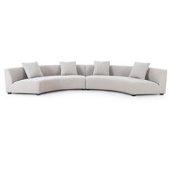 Zoe Modern Light Grey Performance Boucle Black Wood 2 Piece Curved Sectional - 176&quot;Wx67&quot;D