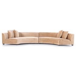 Zoe Modern Beige Upholstered Black Birch Wood 2 Piece Curved Sectional - 176&quot;Wx67&quot;D
