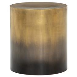 Maddux Industrial Loft Antique Brass Ombre Iron Cylinder Round Drum End Table