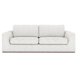 Stanley Modern Classic Off White Performance Brown Wood Sofa - 98"