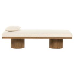 Aniston Rustic Lodge Cream Performance Brown Wood Chaise Lounge