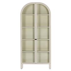Sheila Industrial Clear Glass White Iron Frame Curved 2 Door Display Case