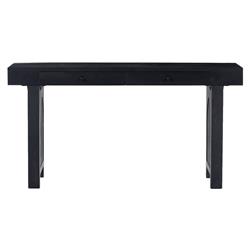 Kashton Mid Century Modern Black Wash Mango Wood Woven Cane 2 Drawer Desk