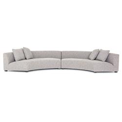 Zoe Modern Grey Upholstered Black Birch Wood 2 Piece Curved Sectional - 176"Wx67"D