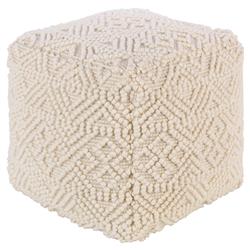 Hallie Coastal Beach Cream Cotton Textured Square Pouf