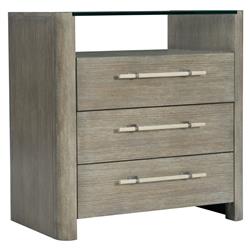 Areena French Country Taupe Oak Wood 3 Drawer Nightstand
