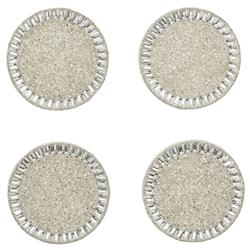 Bevel Hollywood Regency Silver Glass Beaded Coaster - Set of 4
