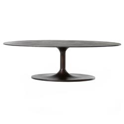 Mona French Country Brown Aluminum Oval Pedestal Outdoor Coffee Table