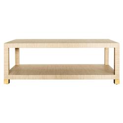 Worlds Away Patricia Coastal Natural Grasscloth 2 Tier Rectangular Coffee Table