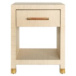 Worlds Away Pelham Natural Grasscloth Rattan Handle Rectangular Side Table