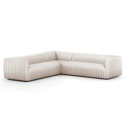 Leo Mid Century White Performance Tufted 3 Piece Sectional - 105.5&quot;Wx105.5&quot;D