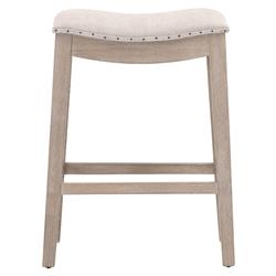 Hendrick Modern Classic Beige Upholstered Natural Grey Nailhead Trim Counter Stool