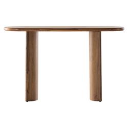 Paris Rustic Lodge Light Brown Acacia Wood Oval Console Table - 51"