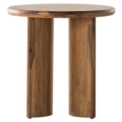 Paris Rustic Lodge Light Brown Acacia Wood Crescent Base Round Side End Table