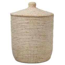 Pigeon and Poodle Roslyn Coastal Whitewashed Woven Seagrass Tall Floor Basket