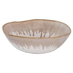 Simon Pearce Burlington Modern Beige Drip Edges White Stoneware Cereal Bowl