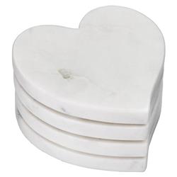 Simon Pearce Modern Classic White Marble Heart Coaster - Set of 4