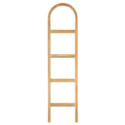 Preston Rustic Lodge Brown Teak Wood Arched Ladder Wall Shelf